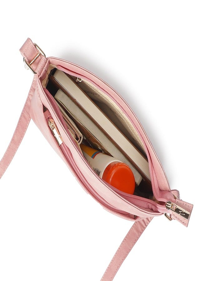 fastrack Pink Sling Bag for Women | Sleek Faux Leather Crossbody with Quick-Access Pocket, Adjustable Strap & Minimal Design | Lightweight Everyday Sling for Casual Outings & College - Image 2